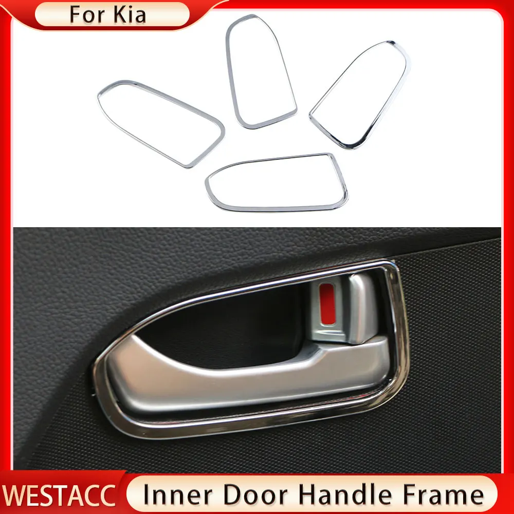 4Pcs Chrome Car Inner Door Handle Frame Cover Sticker Trim for Kia Sportage R SportageR 2012 2013 2014 2015 Interior Accessories