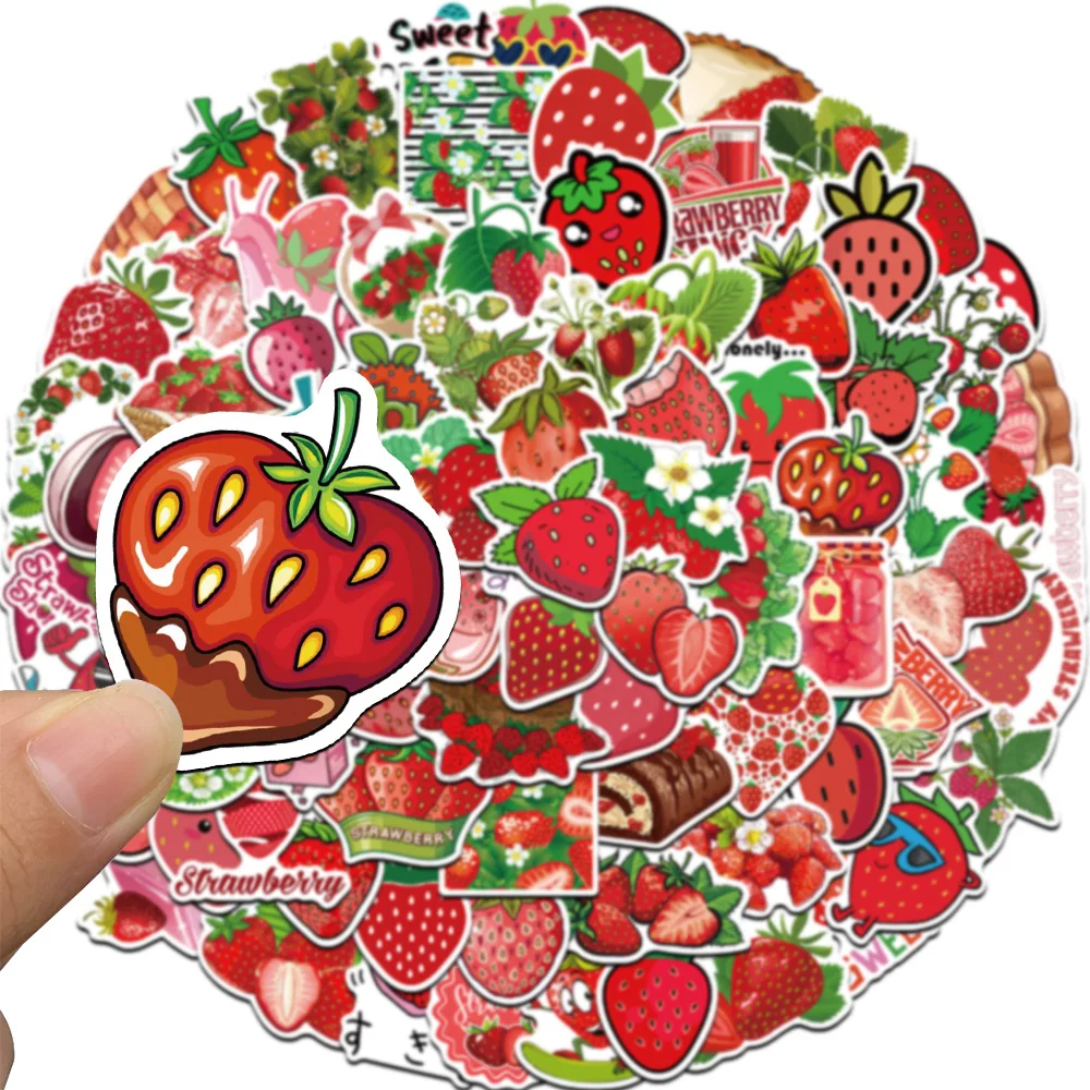 50/100Pcs Watercolor Strawberry Cartoon Diary Journal Paper Stickers Scrapbooking Stationery Luggage Kid\'s Toys Decal