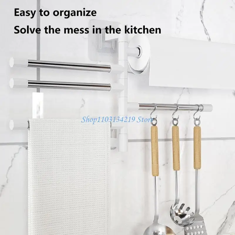 N5KC Wall Mounted Towel Towel Rack Towel Bar 180° Rotation for Bathroom Kitchen