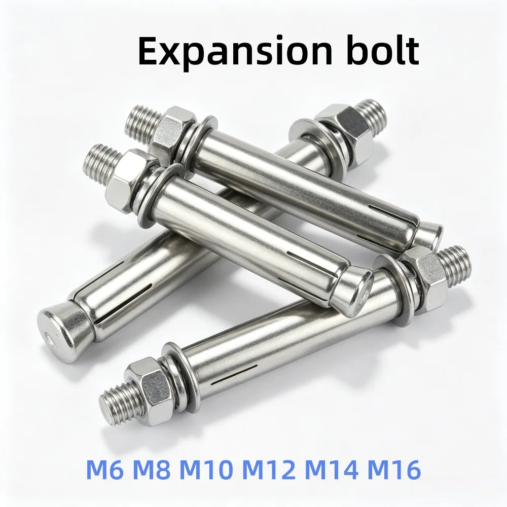 304 SS Wedge Expansion Anchor Bolt M6-M16 Cement Concrete Wall Mounting Expansion Screw for Engineering Fixing Accessories