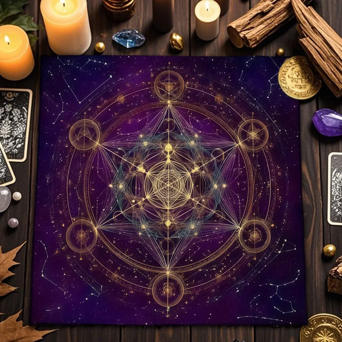 Six-Pointed Star Creative Tarot Tablecloth Tarot Enthusiasts Use It For Astrological Rituals Polyester Tablecloth Party Game Mat