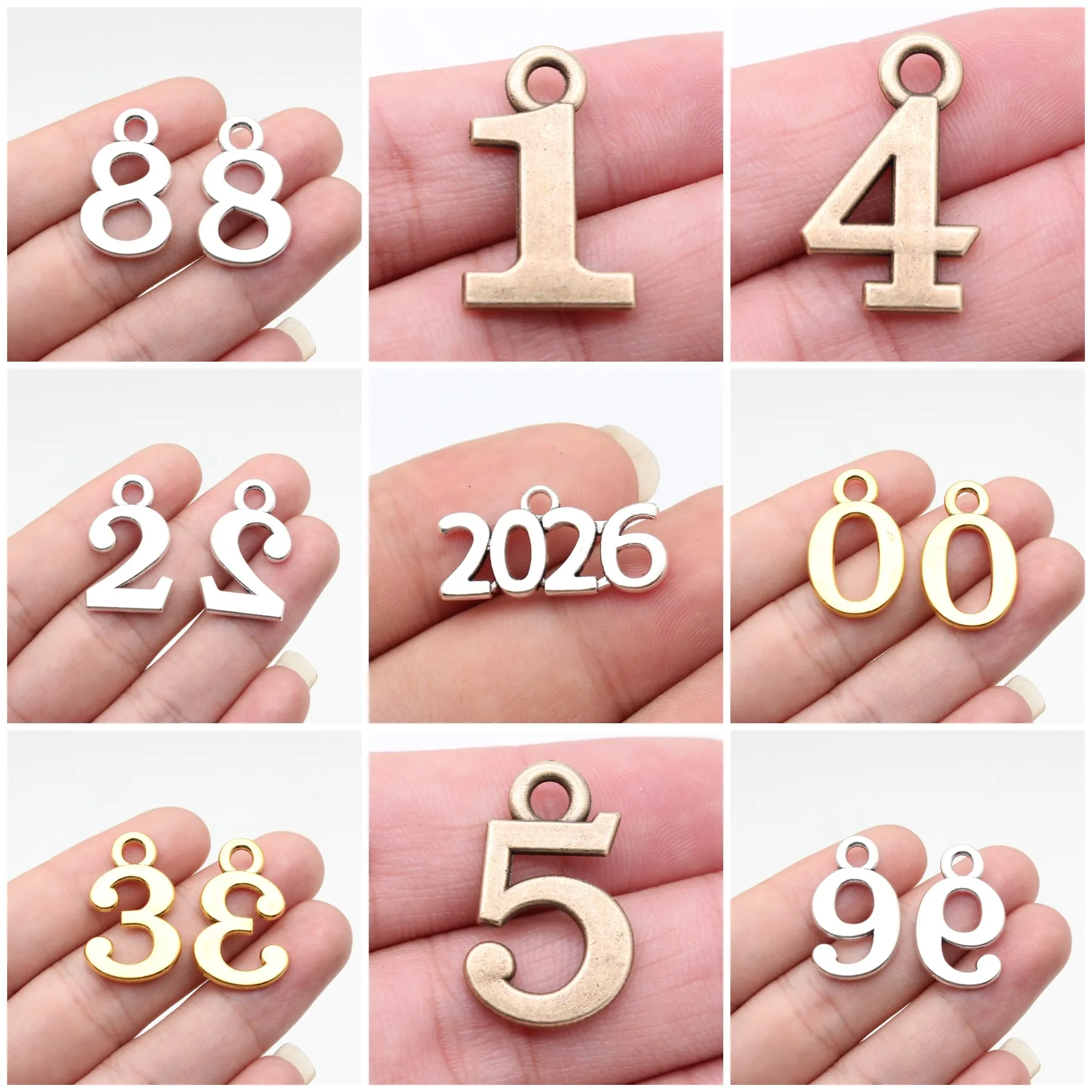Number Digit Engraved Tag Charms Pendant Blank Jewelry Tags Charms For DIY Bracelet Necklace Jewelry Making Supplies Wholesale
