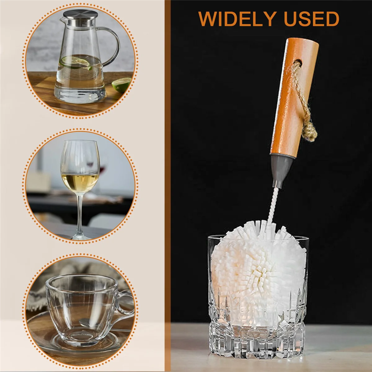 

Wooden Cleaning Brush Wine Glass Cleaning Brush Flute and Stemware Brush Non Scratch Foam Bristle Brush with Wooden Handles 2Pcs