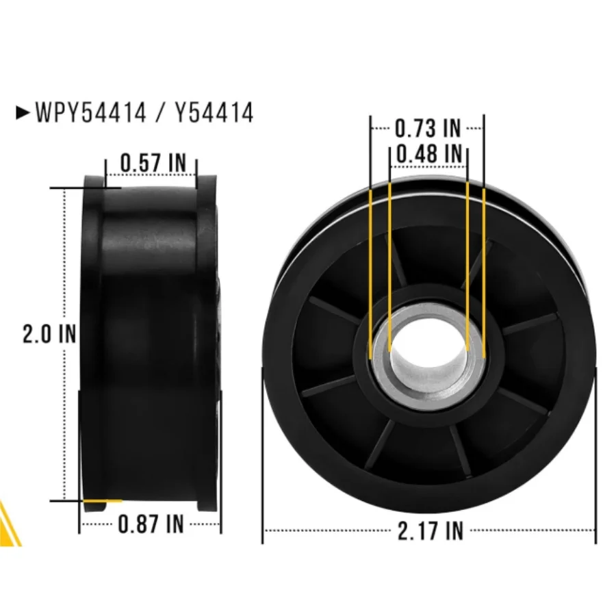 Poulie de renvoi de sèche-linge, compatible avec Maytag Amana Speed Queen Crosley, Y54414, WPY54414, paquet de 4