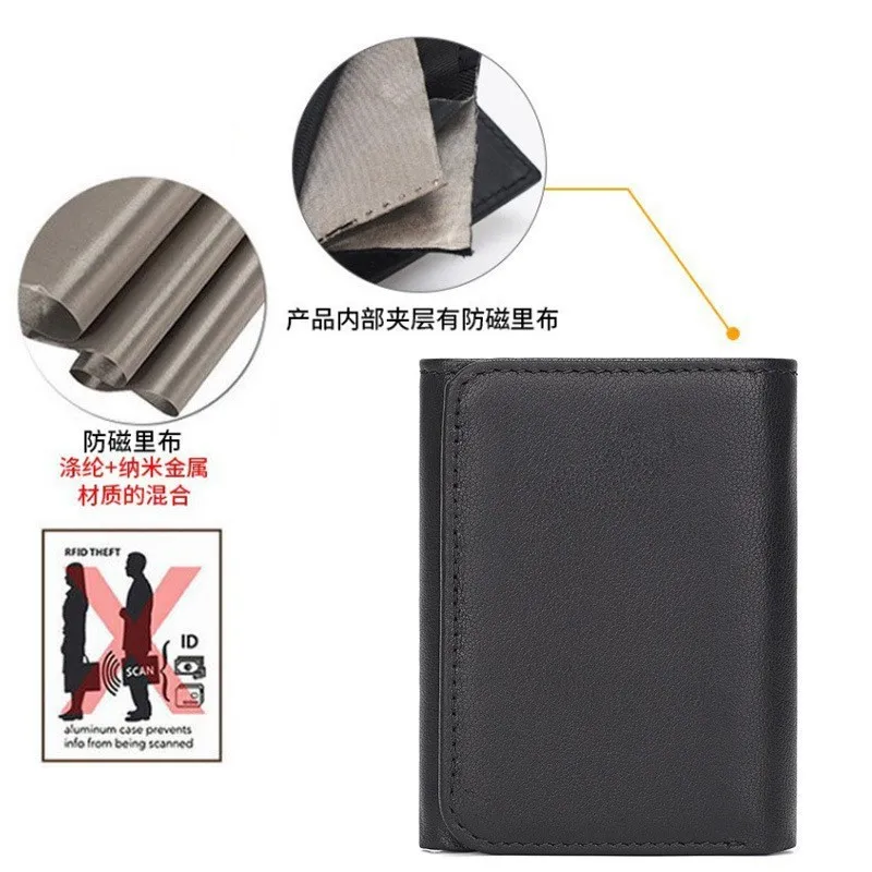 Vintage Leather Wallet For Men Genuine Cowhide Vertical RFID Blocking Multi-Card Holder Dollar Bill Slot