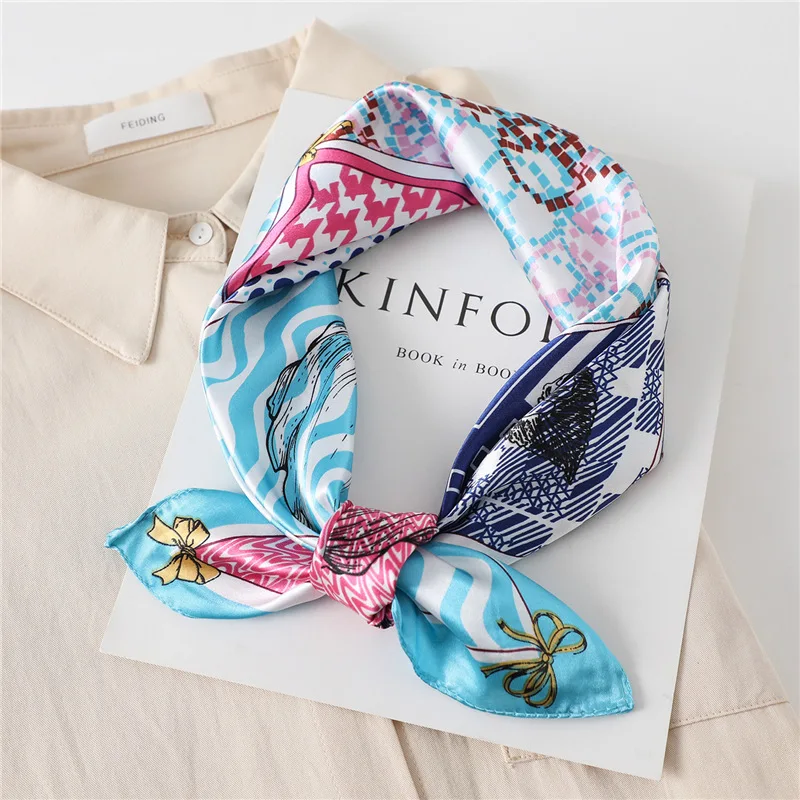 High quality Printed Silk Scarf Luxury Brand Women 60*60cm Square Scarves Spring Summer Fashion Hijab Bandana Headscarf Tie Bag