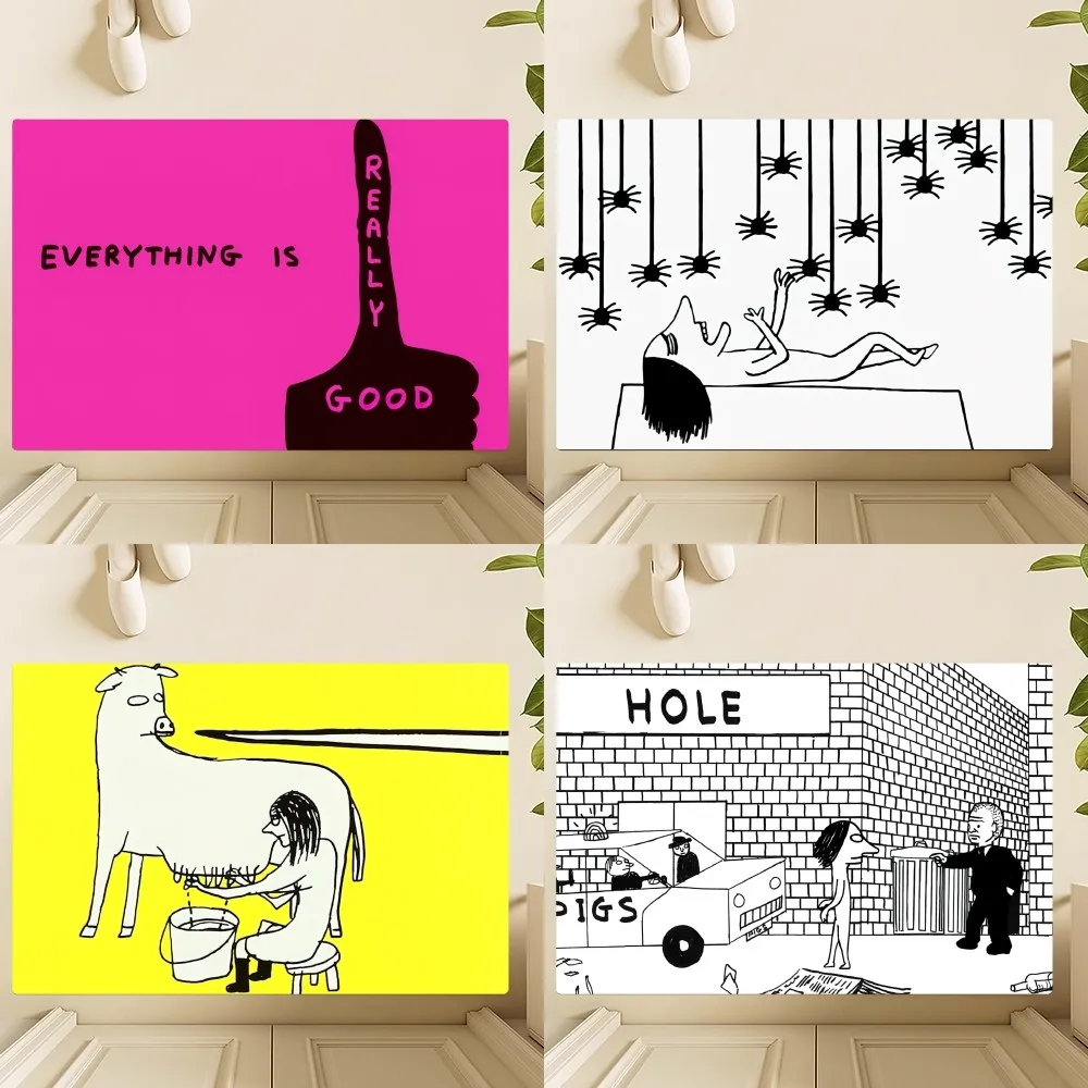 Art David Shrigley Floor Mat Bedroom Kitchen Door Bath House Super Absorbent Foot Non-slip