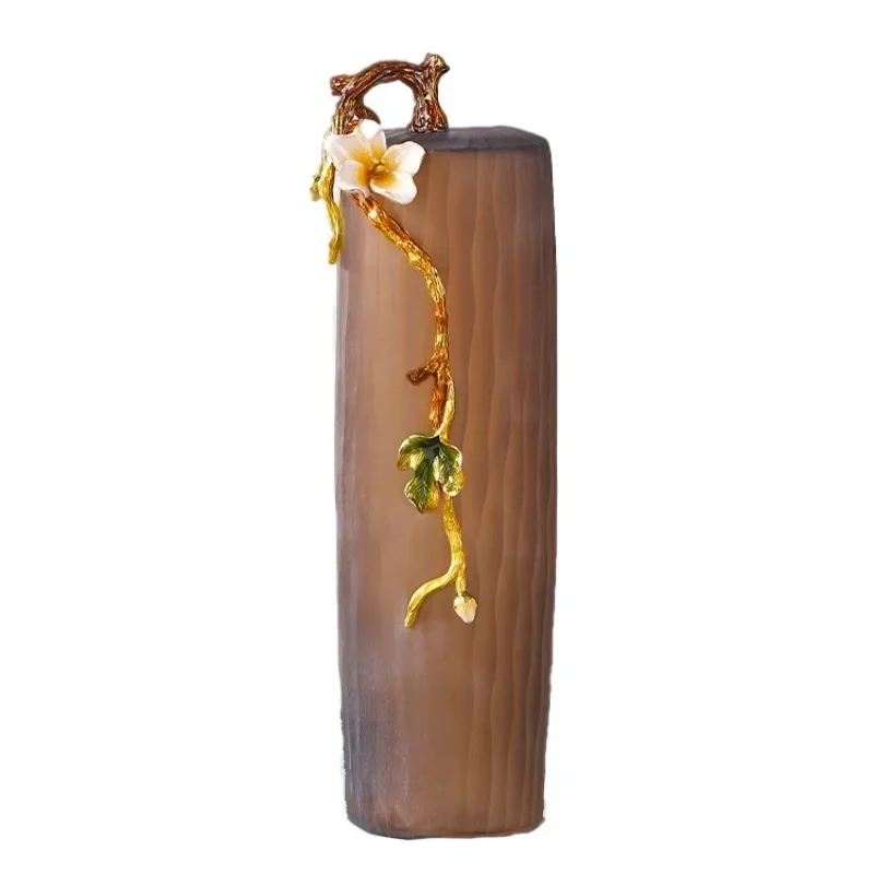Light luxury enamel vase, home desktop, dried flower arrangement, living room TV cabinet decoration, office ornament