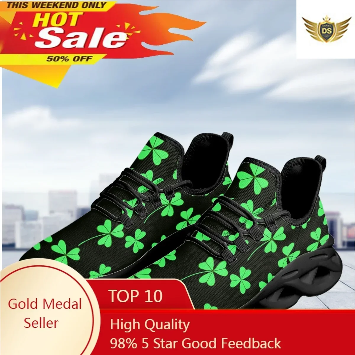 

St. Patrick's Day Shamrock Design Cool Platform Shoes Comfortable Breathable Vulcanized Shoes Fashion Casual Ladies Sneakers