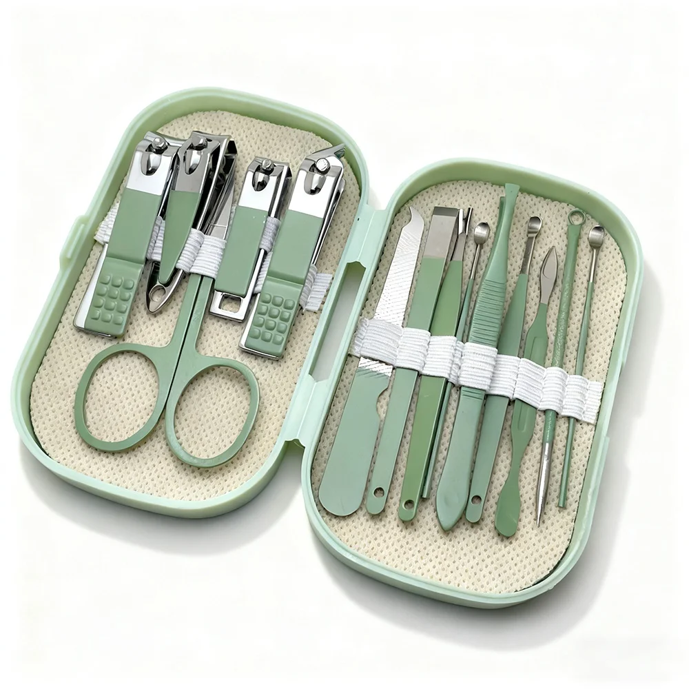 Ensemble d'outils de manucure et de pédicure en acier inoxydable, avec coupe-ongles de style moderne et outils de toilettage, ensemble de soins des ongles, 14 pièces