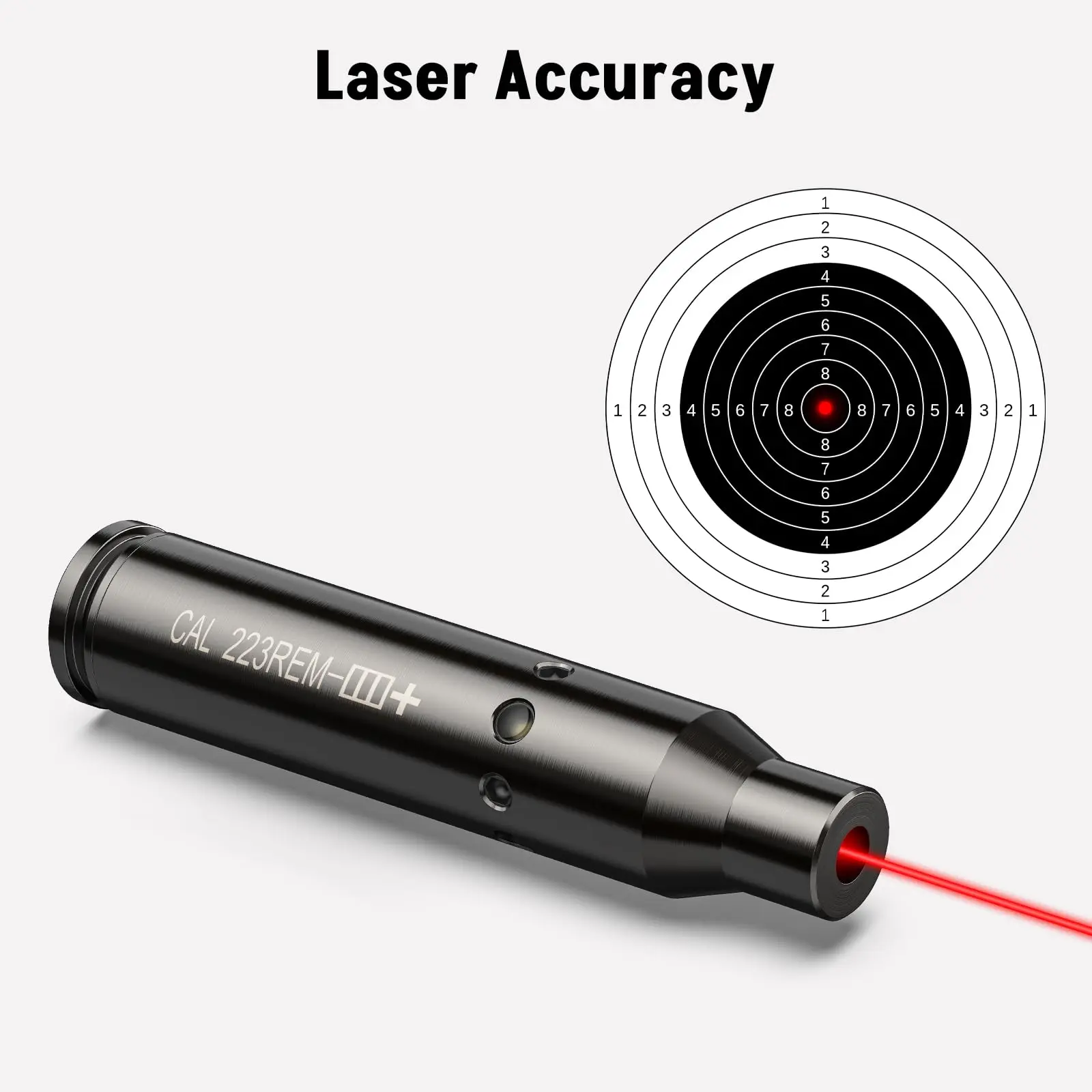 MidTen Rifle Tactical Riflescope Bore Sighting Laser 223 5.56mm  Laser Bore Black Brass Sighter with Extra 9 Batteries