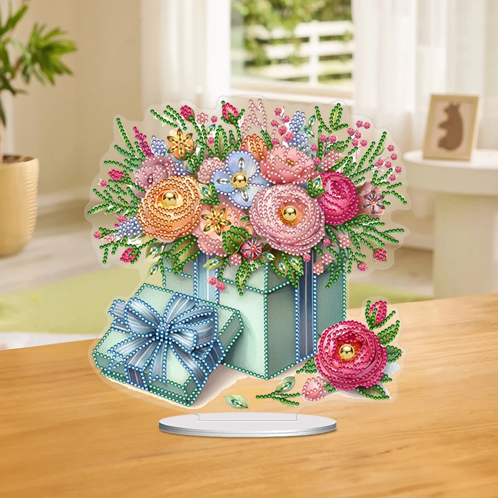 

2D плоский принт цветок DIY алмазная живопись настольные украшения комплект 5D DIY Алмазное искусство настольные украшения украшение для спальни