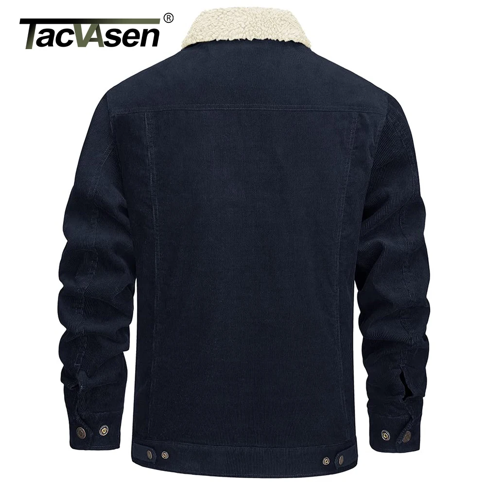 سترة سروال قصير للرجال من TACVASEN سترة شيربا ناعمة للدفء وبطانة من الصوف وياقة مقلوبة معطف شتوي لسائقي الشاحنات ملابس عمل متعددة الجيوب