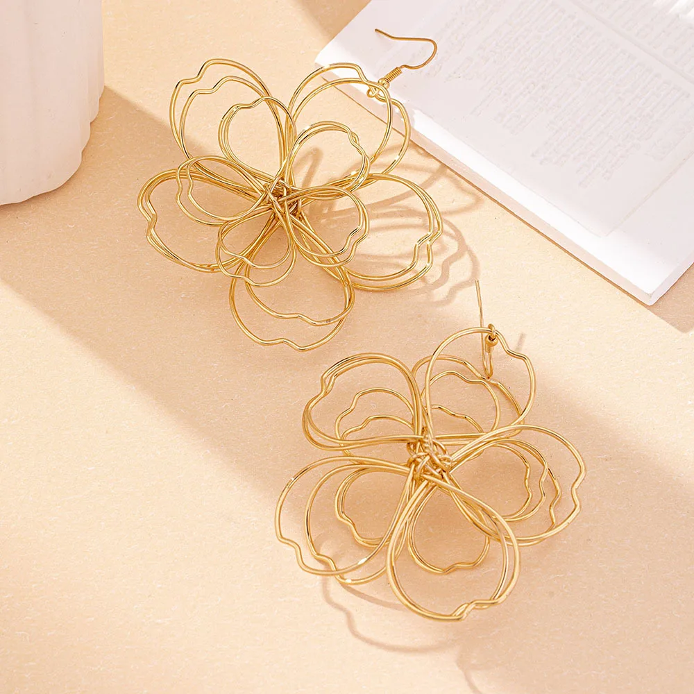 Drop Earrings For Women Simple Style Metal Hollow Ear Accessories Personality Design Travel Holiday Gift Fashion Jewelry DE122