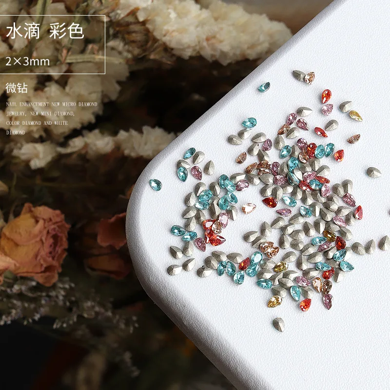 40PCS 미니 3D 지르콘 네일 아트 장식 라인 석 후작 Briolette 다이아몬드 액세서리 손톱 매니큐어 용품 재료