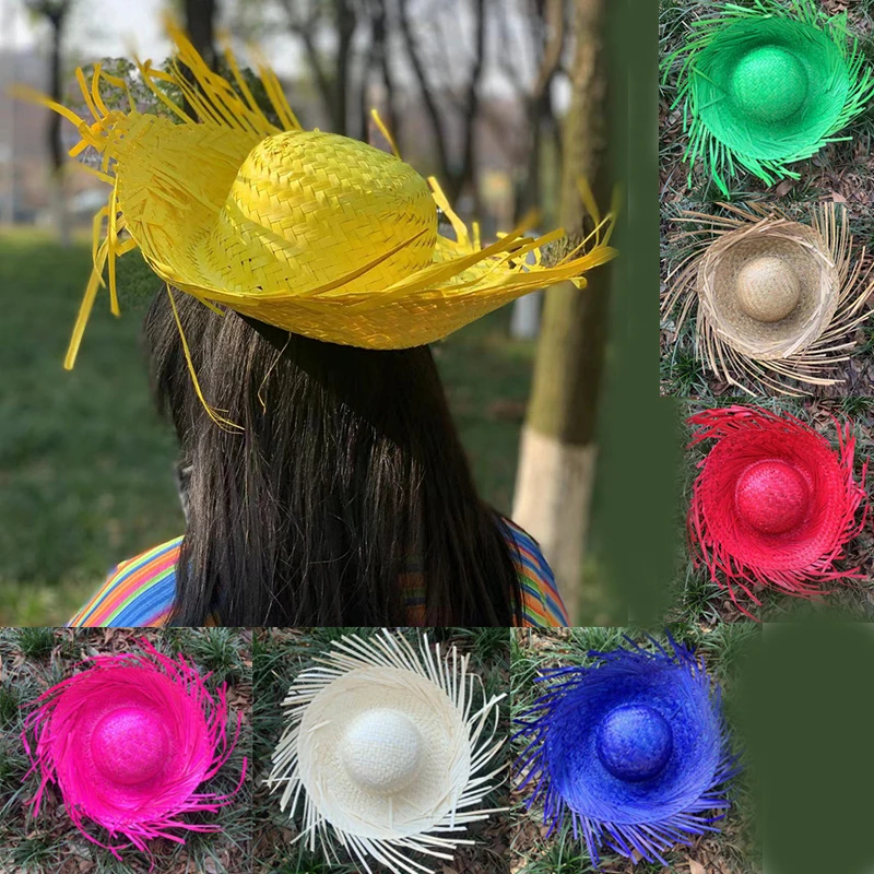 

New Trendy High Quality Unisex Beach Sunscreen Hat Festivals Fiesta Men Women Summer Mexicanos Theme Party Colorful Straw Hats