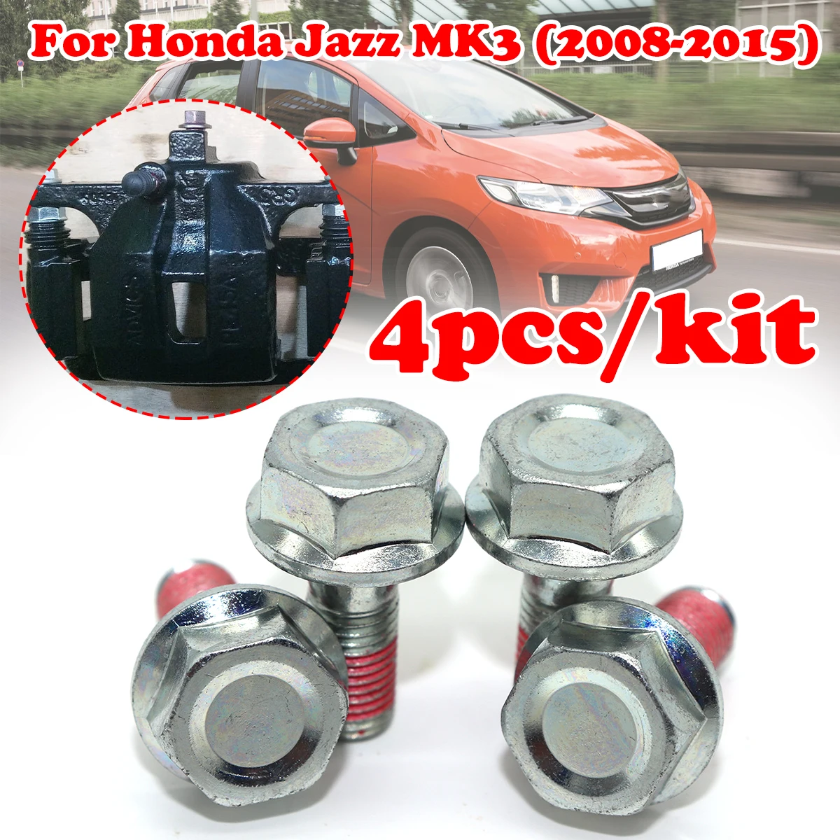 4pcs Front or Rear Brake Caliper Guide Pin Fixing Bolt Car Replacement Parts Accessories For Honda Jazz MK3 2008 2009 2010-2015