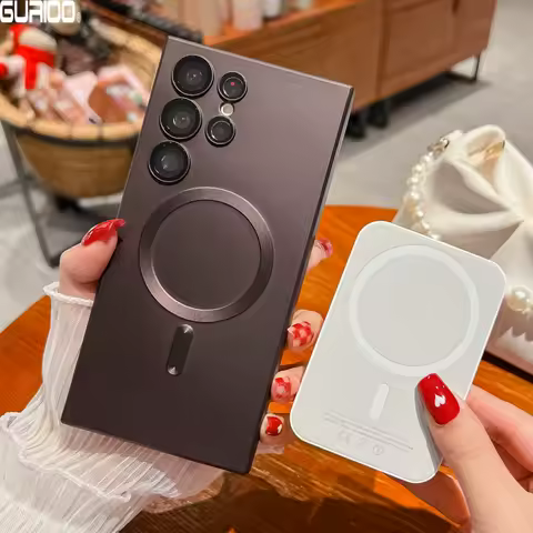 Metallic Paint Magsafe Magnet Case For Samsung S25 S24 S23 S22 S21 Plus Ultra FE A56 A36 A26 A25 A16 A06 A15 A55 A35 Soft Cover