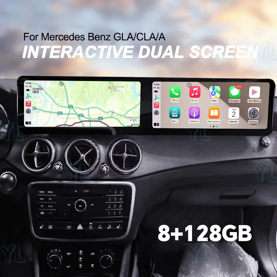 Upgraded Interactive 12.3”Dual Screen For Mercedes Benz A Class CLA GLA X156 2013-2018 Android 13.0 Car GPS Multimedia Carplay