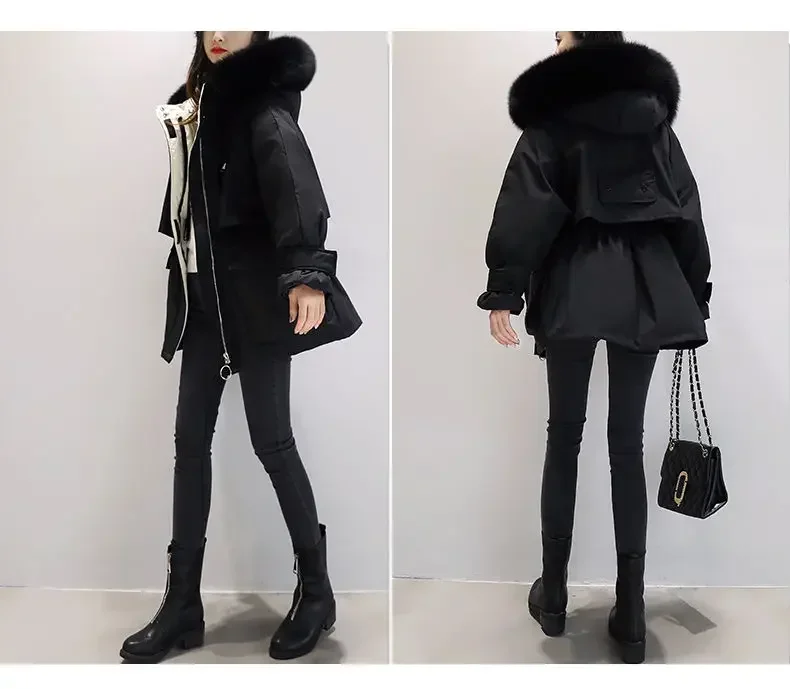 2025 hiver mode nouvelle doudoune pour femme trajet coupe-vent col en fourrure de renard doudoune