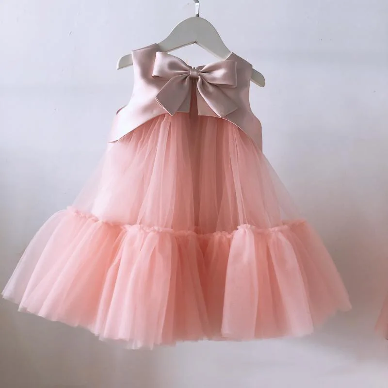Abito elegante per bambini Abito per bambini in pizzo per ragazza Compleanno Natale Vestiti per bambini Ragazza Abito in tulle per bambini Abito rosa