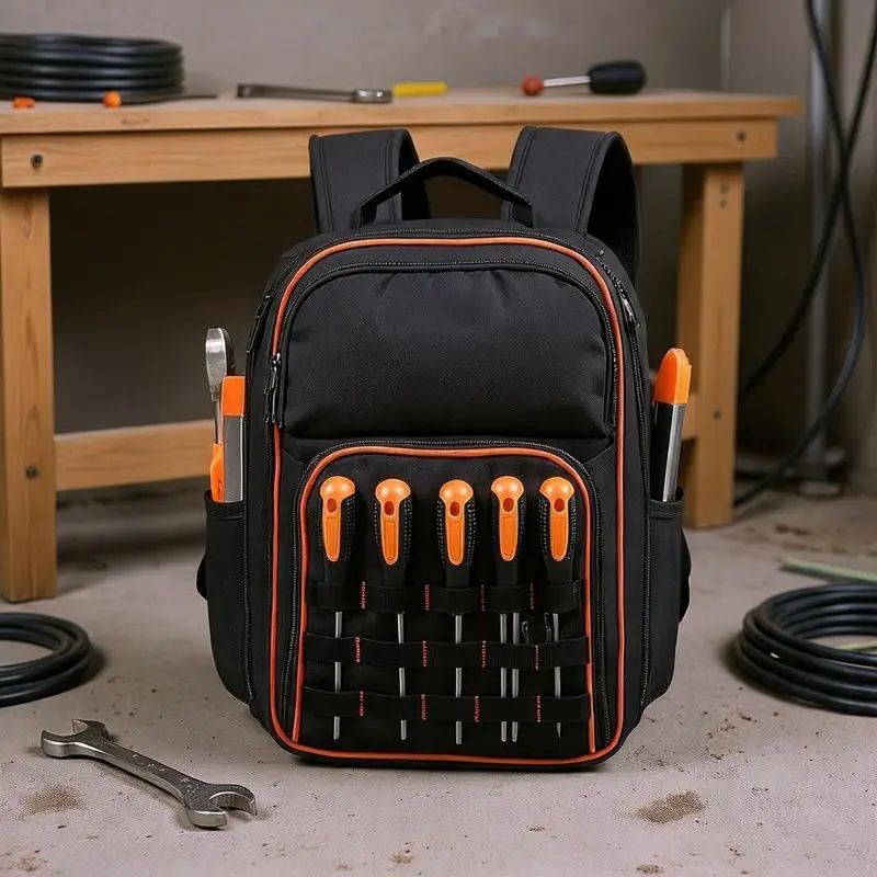 Tool Backpack, Anti-tear, Adjustable Shoulder Strap with Zipper Closure, Suitable for Electricians