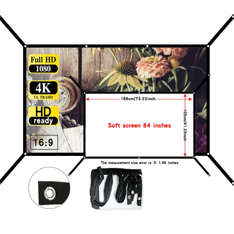 หน้าจอขยายแบบแขวนขนาด 84 นิ้ว รุ่นใหม่ ติดตั้งง่าย ไม่ต้องเจาะรู มีตะขอให้ใช้