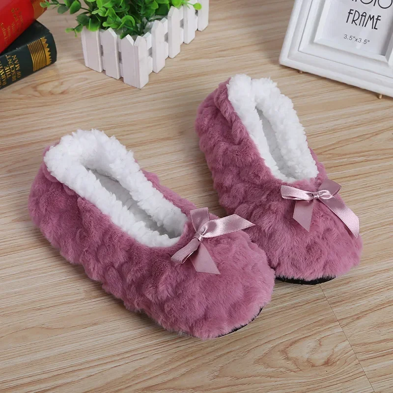 Home House Winter Women Slipper Warm Indoor Fuzzy Plush Thick Heart Love Anti Slip Soft Cute Funny Female Fluffy Floor Shoe Grip