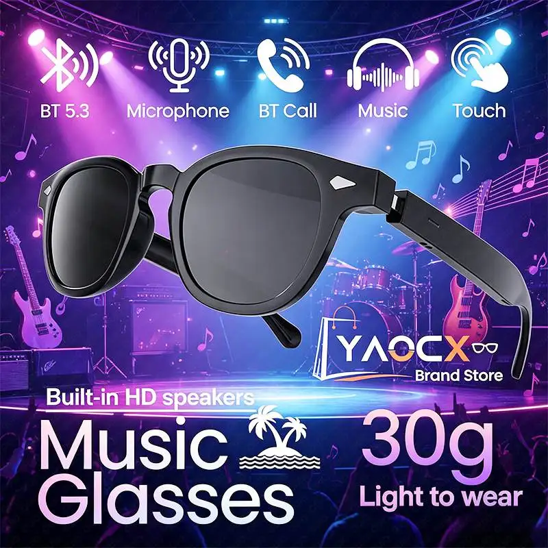 

2026 New AI Music Playback Smart Glasses 180mAh Battery AI Voice Assistant AI Intelligent Translation Wireless Call SmartGlasses