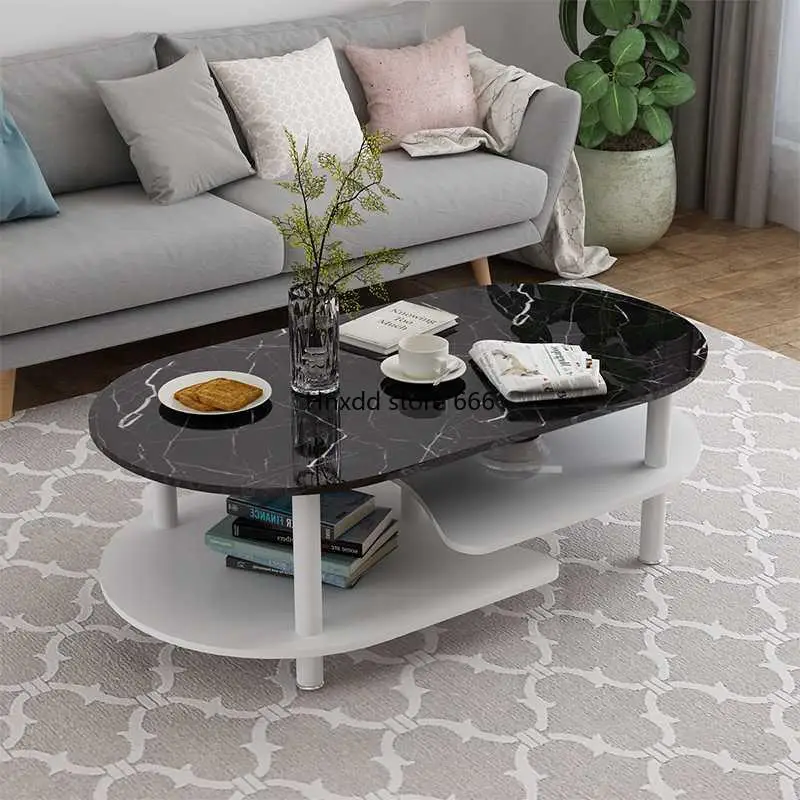 Simple and modern small apartment living room glass round double-layer coffee table