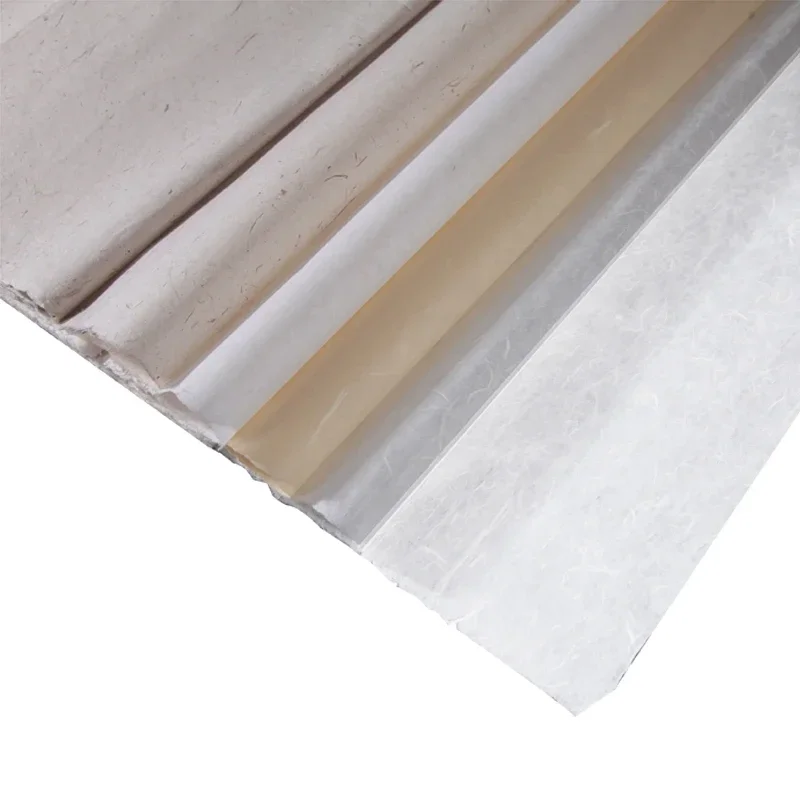 Xuan Paper Chinese Handmade Half-Ripe Fiber Rice Paper Chinese Calligraphy Painting Papier with Leaf Tea Pattern Plants Fiber