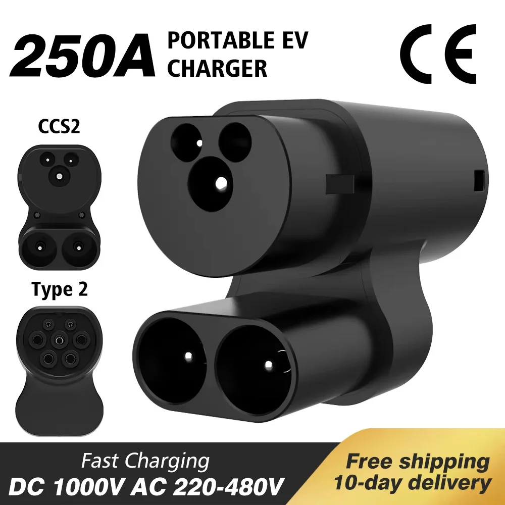 Novo Adaptador 250A DC CCS2 Para Tipo 2, Conversor De Carregador Para Veículos Elétricos Supercharger, Para Tesla Model S X, Par