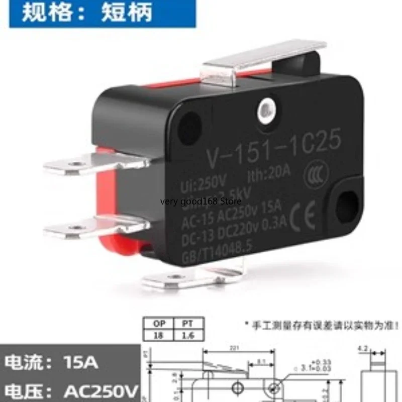 5PCS Microswitch Stroke Limit Switch V-151-1C25 V-152-1C25 V-153-1C25 V-154-1C25 V-155-1C25 V-156-1C25 Roller Long Handle Switch