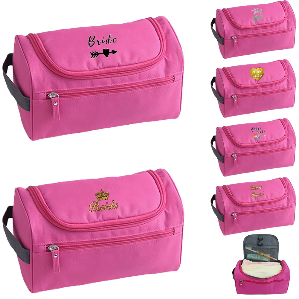 All‑purpose Travel Hanging Wash Pouch Hand‑carry Cosmetic Toiletry Bag Bride Pattern Storage Bag for Overnight Weekend Holiday