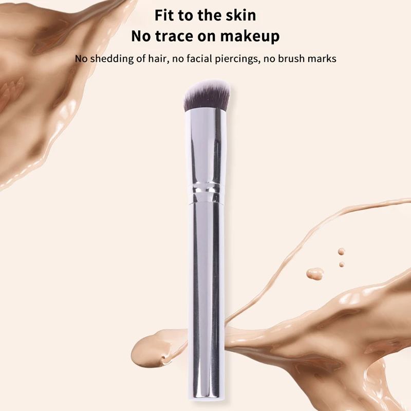 Oblique Head Foundation Concealer Makeup Brush Face Contour Blush Liquid Cream Mixing Brush Portable Makeup Tools