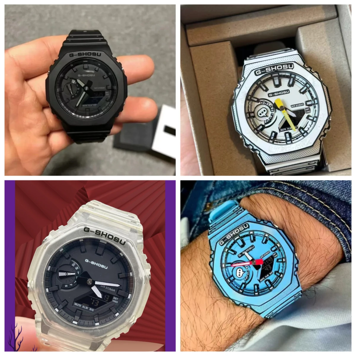 9898 Store Oak Collection وظيفة كاملة بالتوقيت العالمي وظيفة كاملة LED شاشة مزدوجة للجنسين ساعة رقمية مقاومة للماء قرص كبير #1