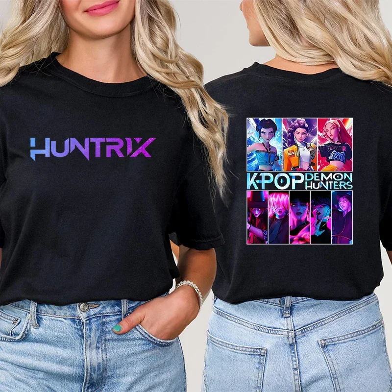 

Kpop Demon Hunter HuntrX футболка для женщин корейская повседневная футболка одежда модная футболка Harajuku Kawaii женская одежда Y2K