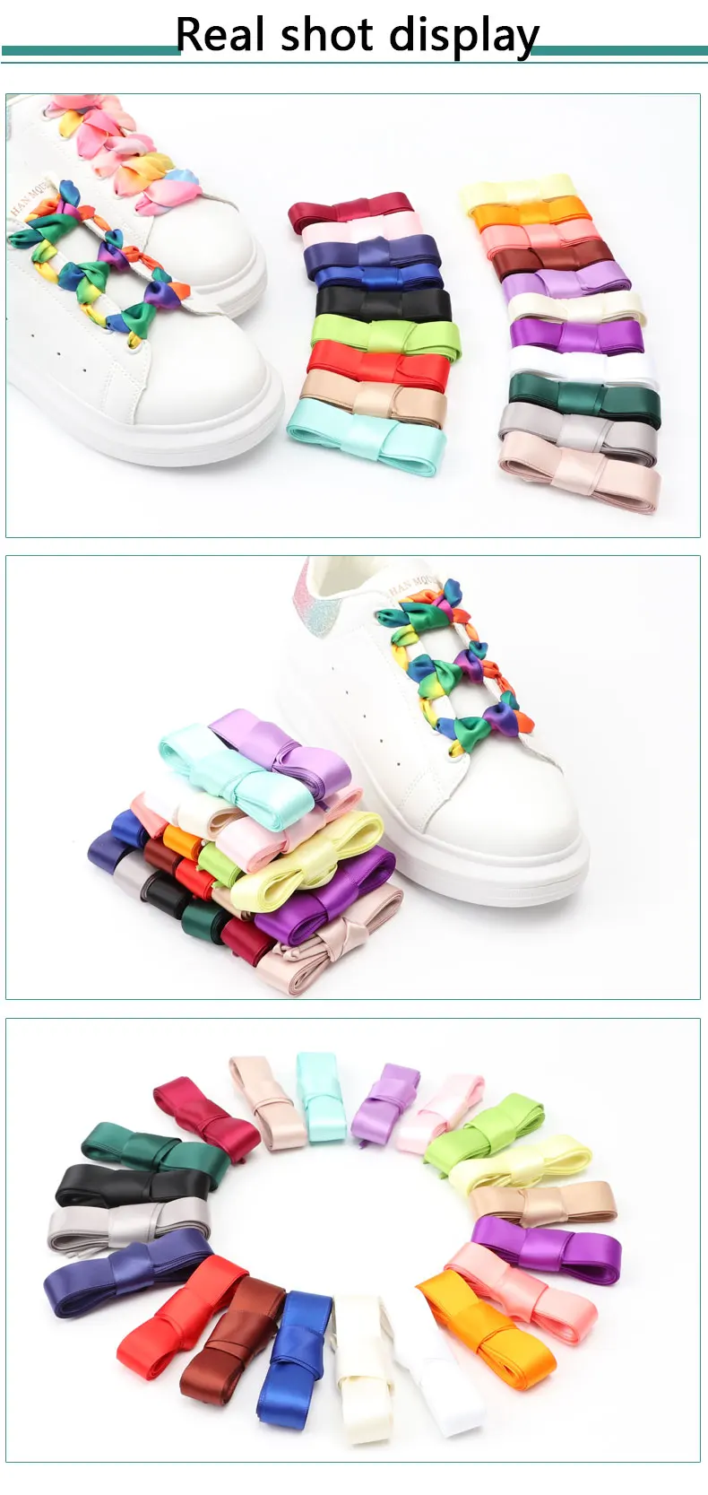Flaches Seidenband, bunte Schnürsenkel, Candy-Farbverlauf, Satin-Schnürsenkel, Stiefel, Damen-Sneaker, Schnürsenkel, Regenbogen-Schnürsenkel, Schuhband – Detail 7
