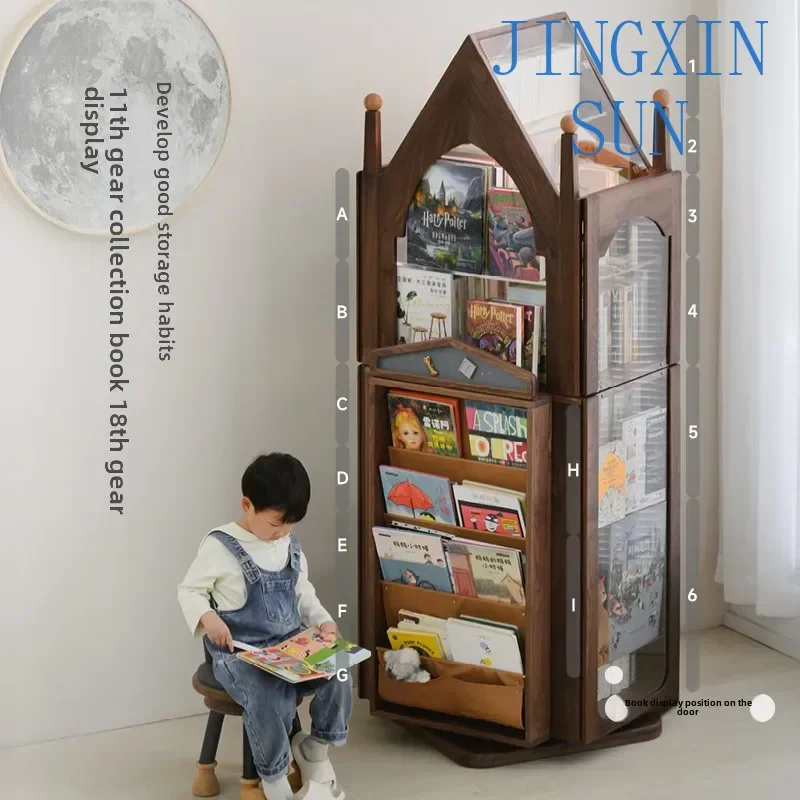 360 memory rotating bookcase large capacity