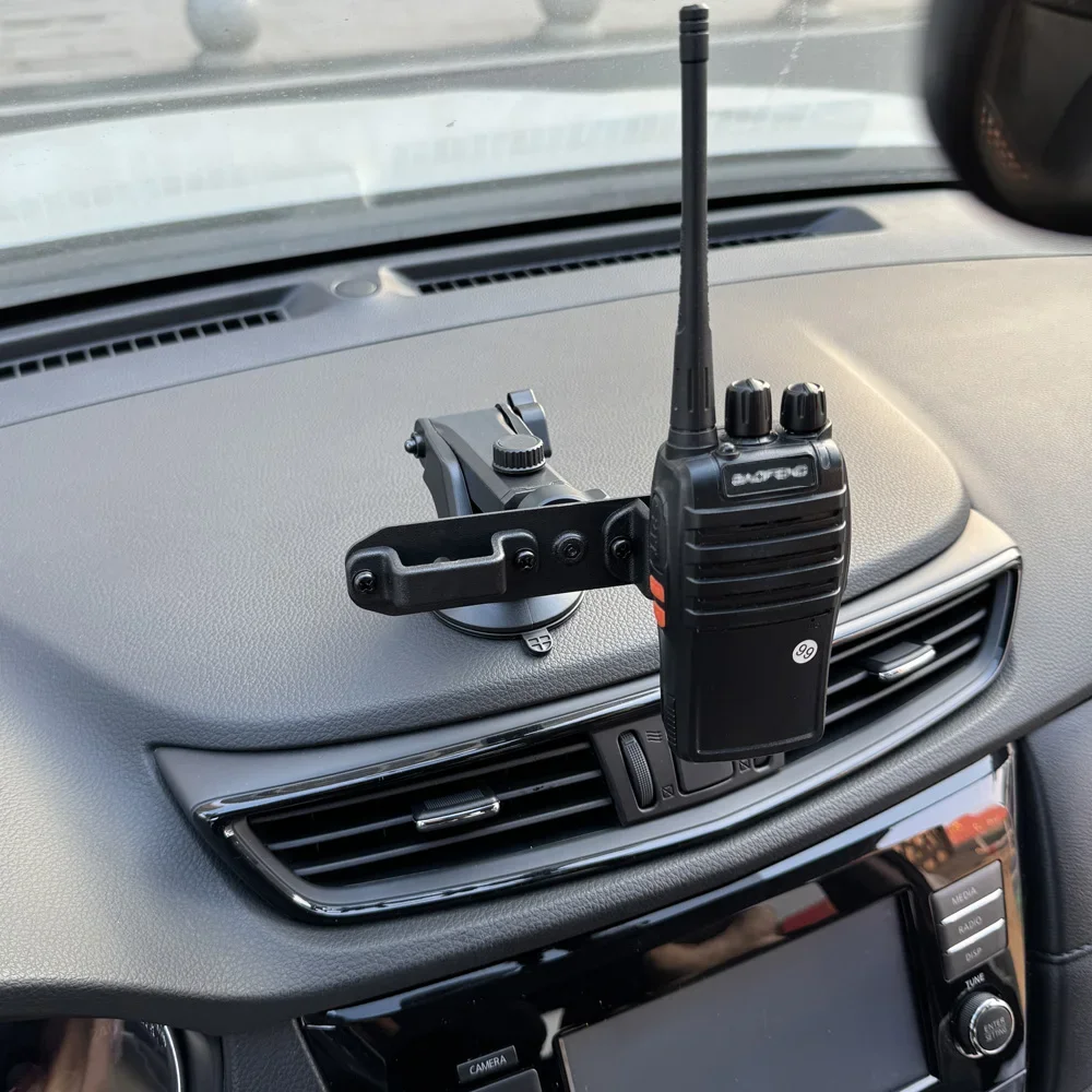 Support de voiture Walperforated Talkie et microphone à main PTT, haut-parleur, support de voiture 2 en 1, radio bidirectionnelle, support de voiture