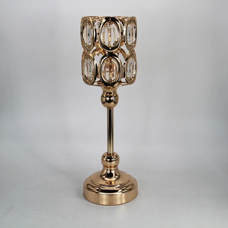 

z Hot sale single-head home decorative pattern metal hollow-out handicraft gold crystal candlestick sunflower decorations