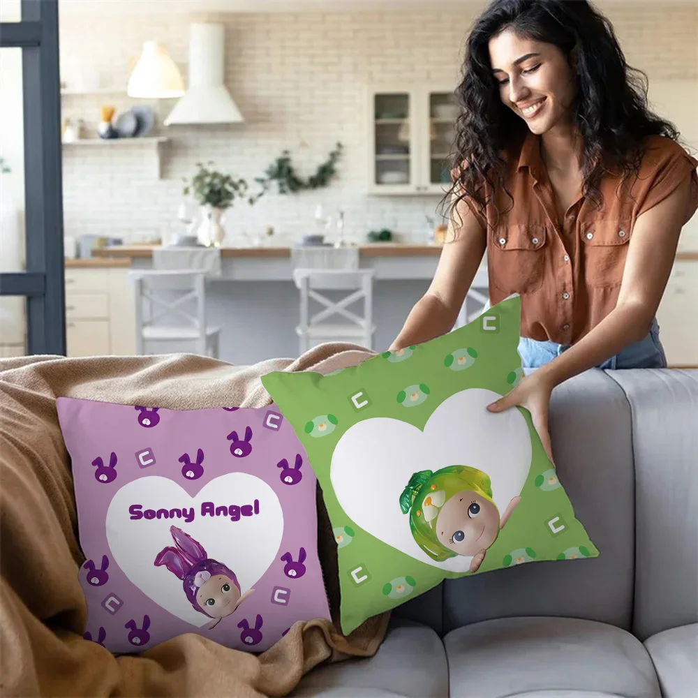 Cute Doll Cartoon Sonnys Angels Pillow Covers Cartoon Sofa Decorative Home Double-sided Printing Short Plush Cute Cushion Cover