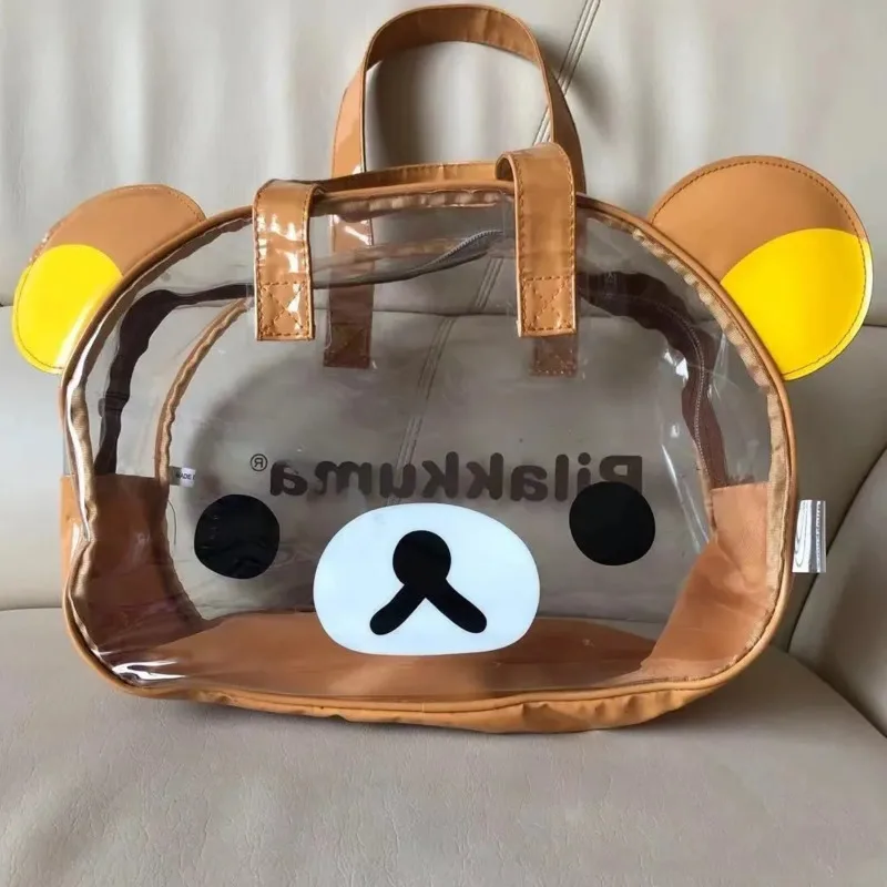 

2024 NEW Rilakkumaes Bear Cosmetic Portable Travel PVC Wash Handbag Casual Bear Tote Bag For Women Party Shopping Shoulder Bag