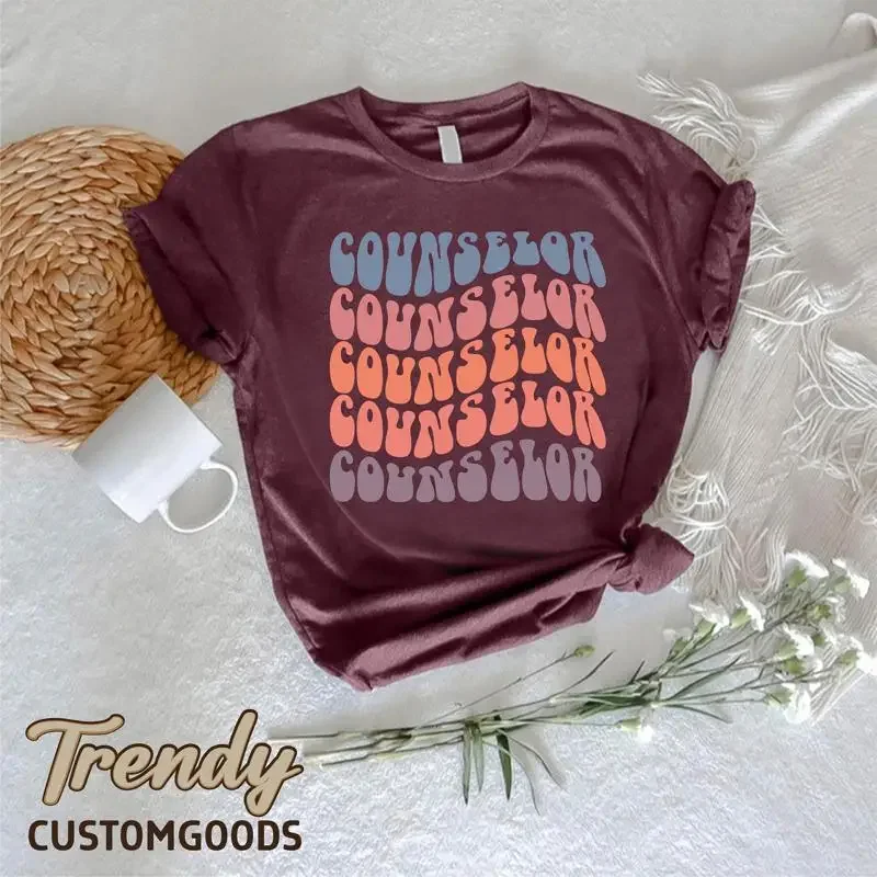 T-shirt mignon pour conseiller scolaire, tenue rétro pour enseignant, tenue de rentrée scolaire, vêtements pour femmes conseillères