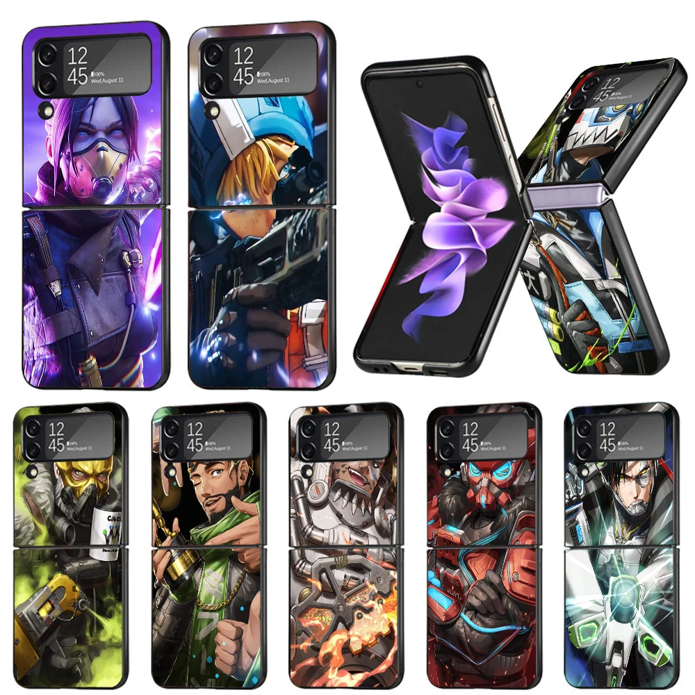 Apex Legends Hard Black Cover for Samsung Galaxy Z Flip 4 3 5 5G Phone Case Flip4 Flip3 Flip5 Pattern Luxury Shockproof Capa