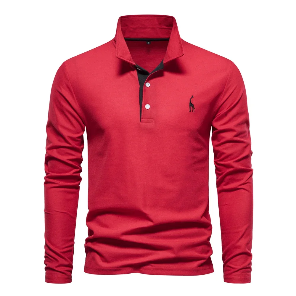 AIOPESON Long Sleeve Polo Shirt Embroidered 7