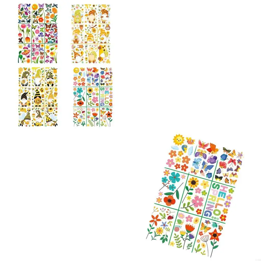   Reusable Window Decorations Spring Theme Multiple Flower Designs Safe Cling Sticker For Indoor Use