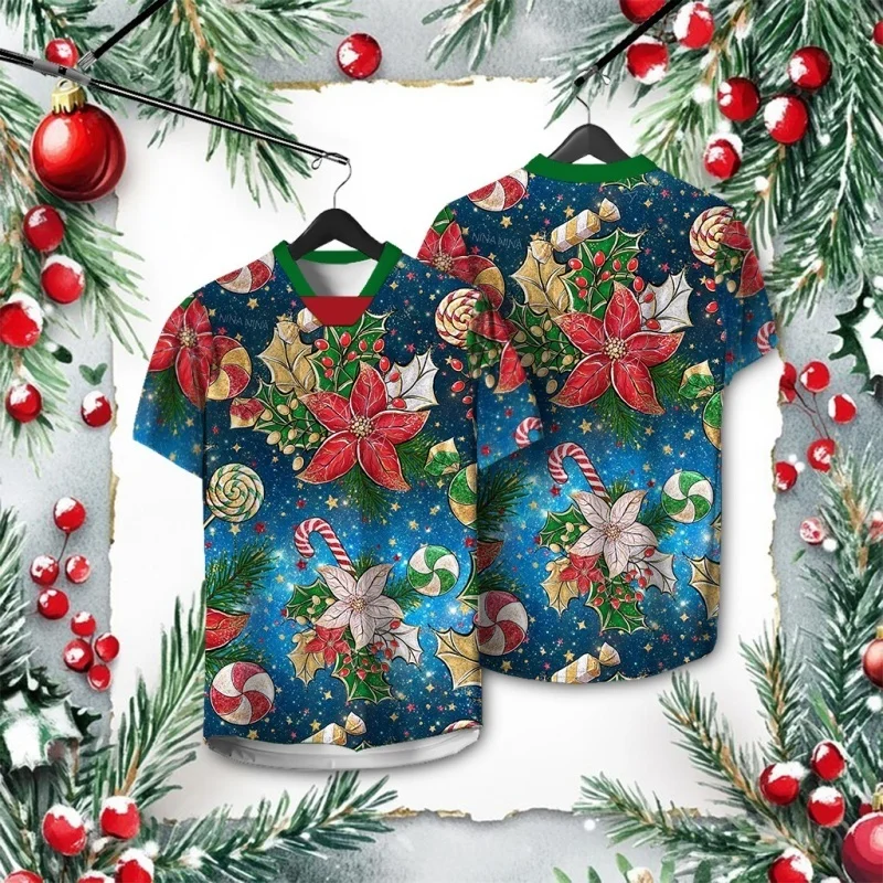 

Santa Tree Dog Pattern T Shirt For Men Women Vintage Christmas 3D Printed Tees Casual O-Neck Tops Short Sleeve Loose T-Shirts