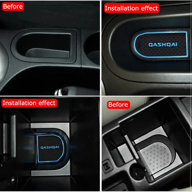 10PCS Car Styling Rubber Anti Slip Mat Door Groove Pad Interior Cup Mat Coaster For Nissan Qashqai J10 2007-2013 Auto Accessorie