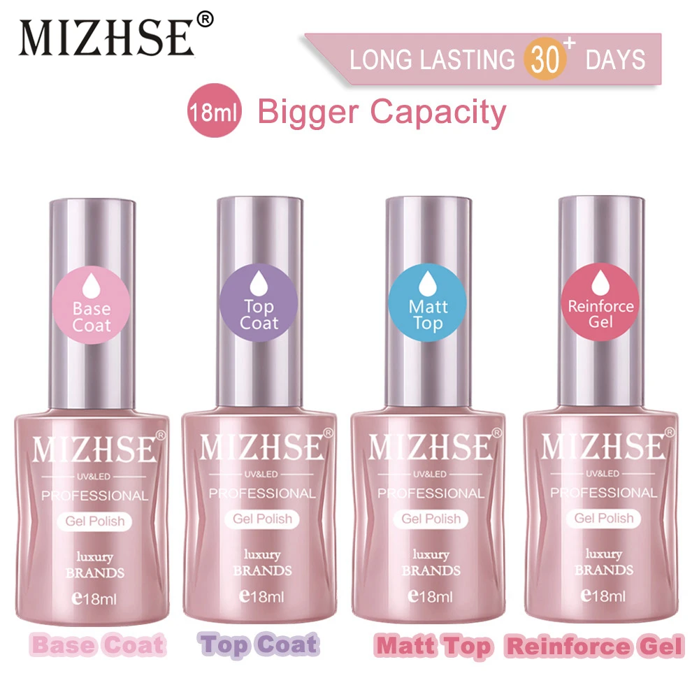 MIZHSE Top Base Caot Set UV Gel Nail Polish  For Manicure Permanentes Matte Base Top Coat For Nails Reinforce Glue Nail Polishes